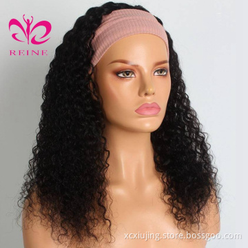 Wholesale price kinky curly headband wigs human hair,hair wig with headband,headband double drawn human hair wig for black women